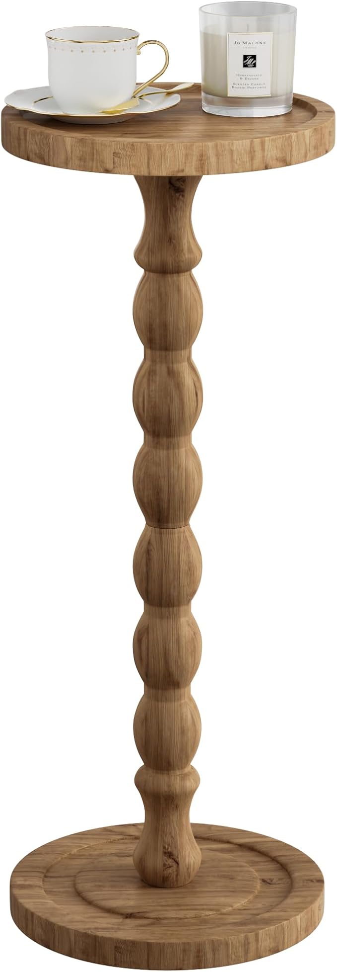 Solid Wood Drink Table, Rubber Wood‌ Small Round Side Table by Unknown