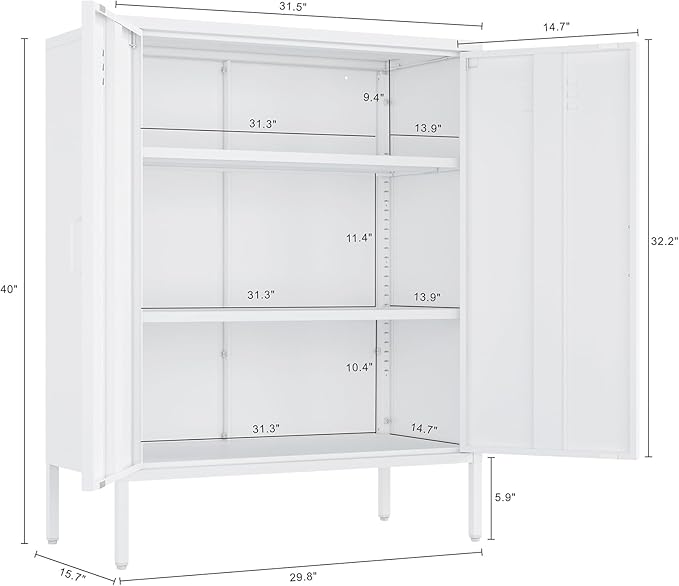 Manhattan Comfort Naomi Modern Metal Accent Cabinet, Minimalist Storage Cabinet - Image 3