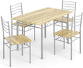 5 Piece Dining Table Set for 4 Chairs Modern Wood Metal Kitchen Breakfast by Casart