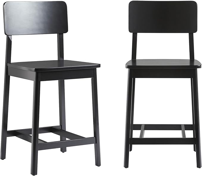Walker Edison 2-Piece Minimalist Solid Wood Counter Stool - Image 4