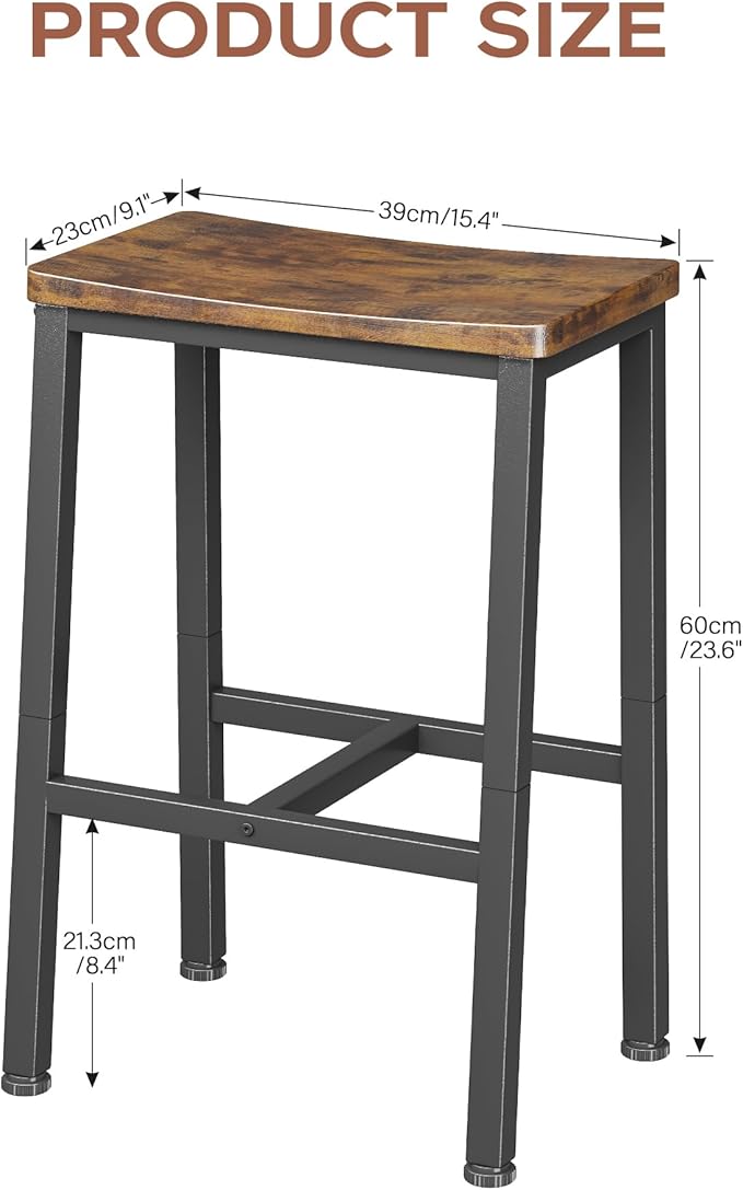 Homeiju Bar Stools, Counter Height Bar Stools Set of 2, 23.6 Inch Saddle Stools - Image 3