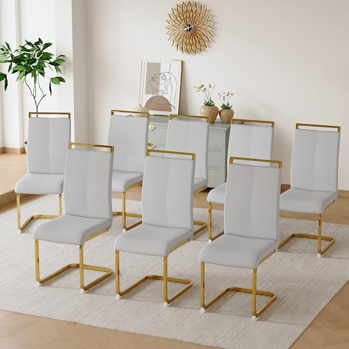 Dining Chairs Set of 8, Faux Leather by Gopop