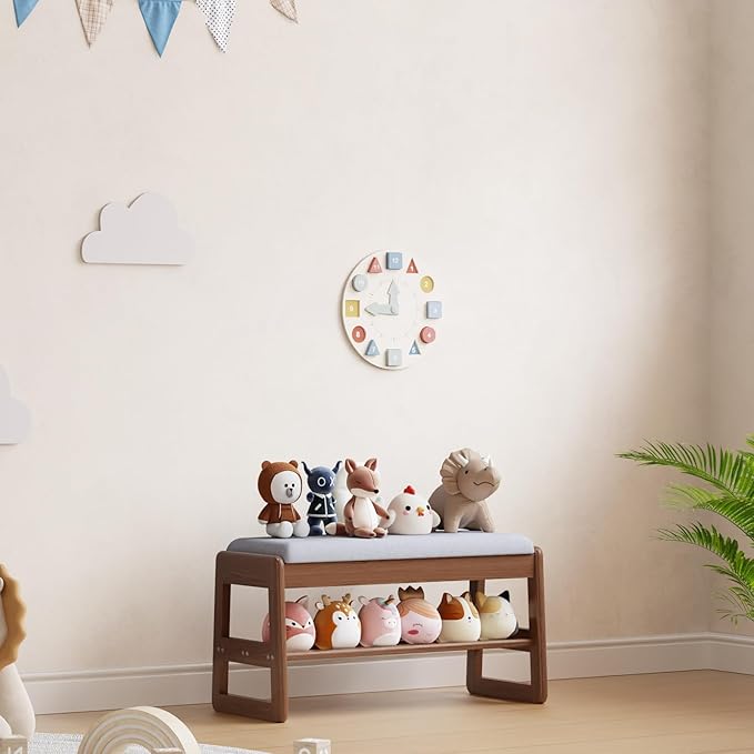 Shoe Rack Bench with Cushion, 2 Tiers Shoe Bench with Flip-Top Storage - Image 2