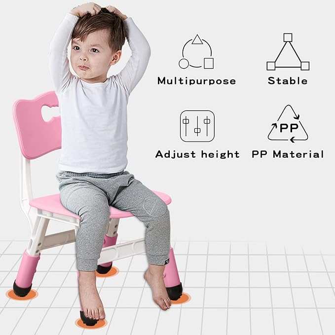 4 Piece Kids Chair Set 3 Levels Adjustable Stackable Kids Chairs Ideal - Image 6