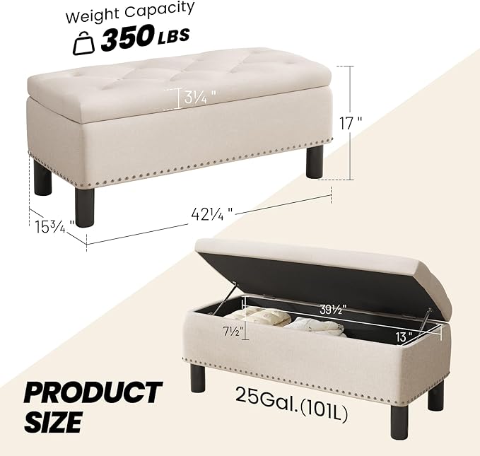 Furniliving 42” Ottoman Bench - Image 2
