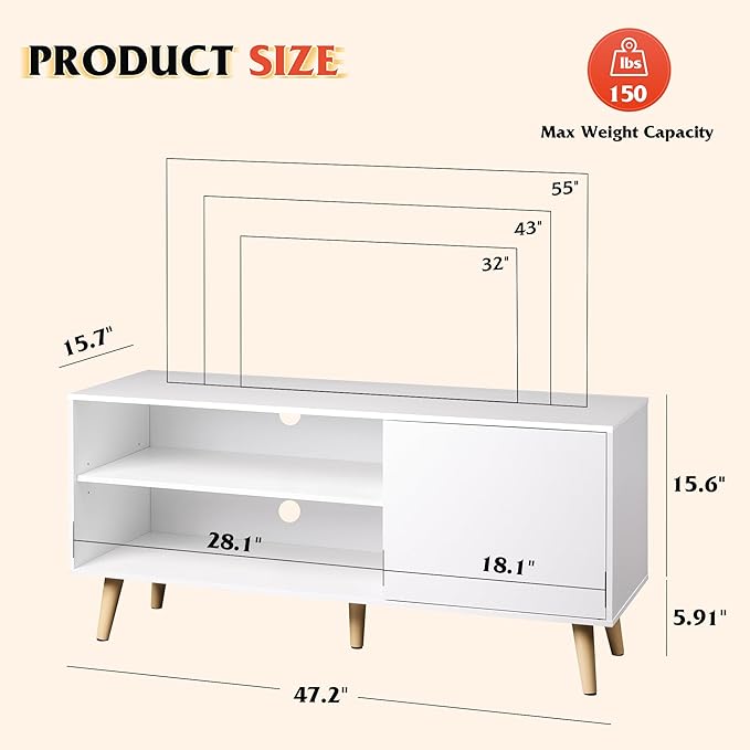 WLIVE TV Stand for 55 Inch TVs, Entertainment Center - Image 3