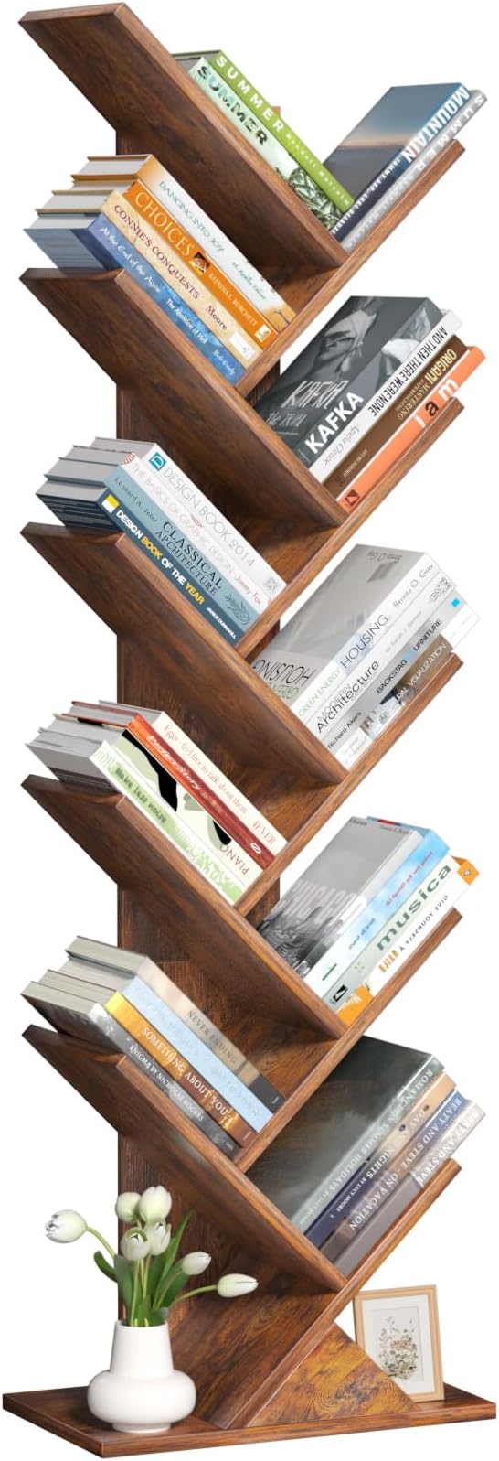 10 Tier Tree Book Shelf, Floor Standing Wood Bookshelf - Image 9