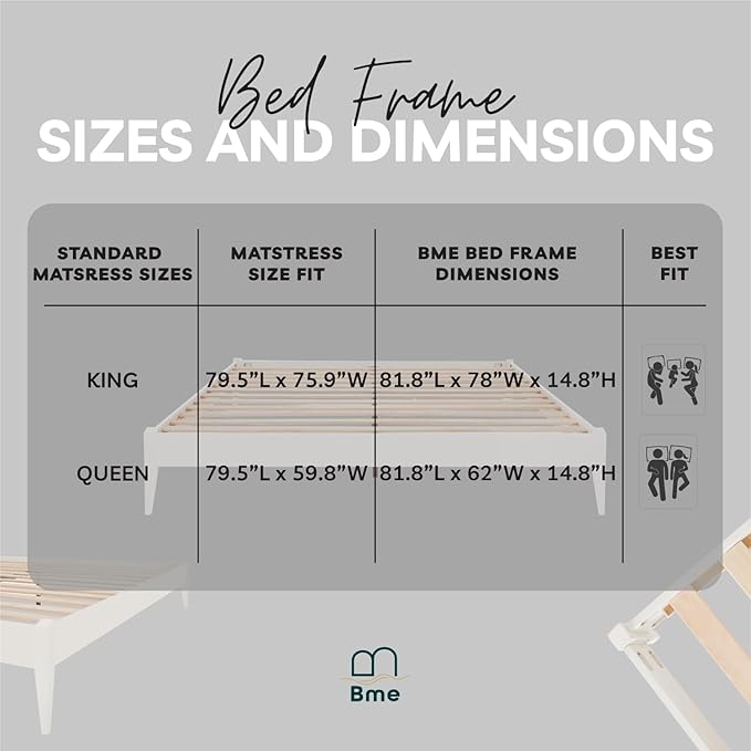 Bme Dinkee Signature Ivory White Queen Bed Frame Without Headboard - Image 10