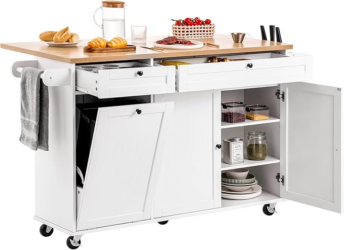 VEVOR Kitchen Island Cart with Storage, 60in Wide Mobile Kitchen Cart with by VEVOR