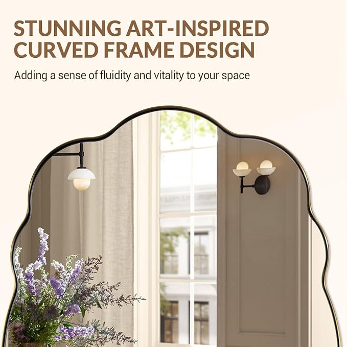 ANDY STAR Oval Bathroom Mirror, 24x36 Inch Scalloped Wall Mirror, Modern - Image 3