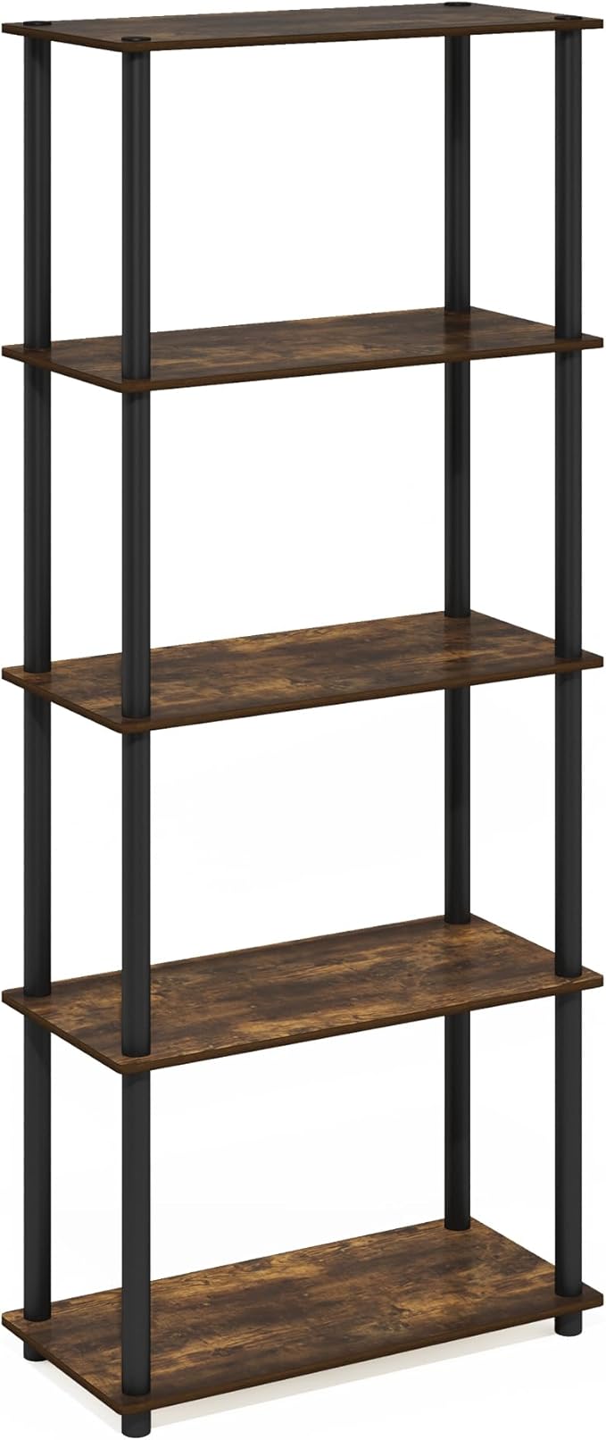Furinno Turn-N-Tube 5-Tier Multipurpose Shelf Display Rack, Amber Pine/Black - Image 5