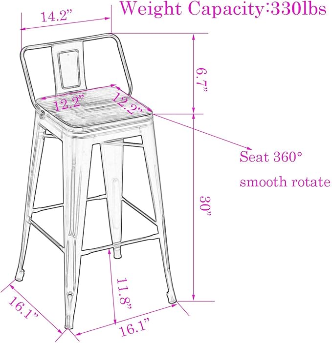 30 Inch Swivel Bar Stools Set of 4 - Image 9