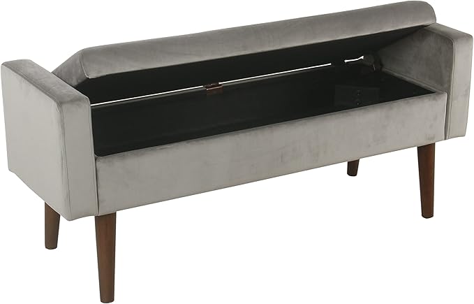 HomePop Home Decor | Upholstered Modern Velvet Storage Ottoman Bench | Ottoman - Image 4