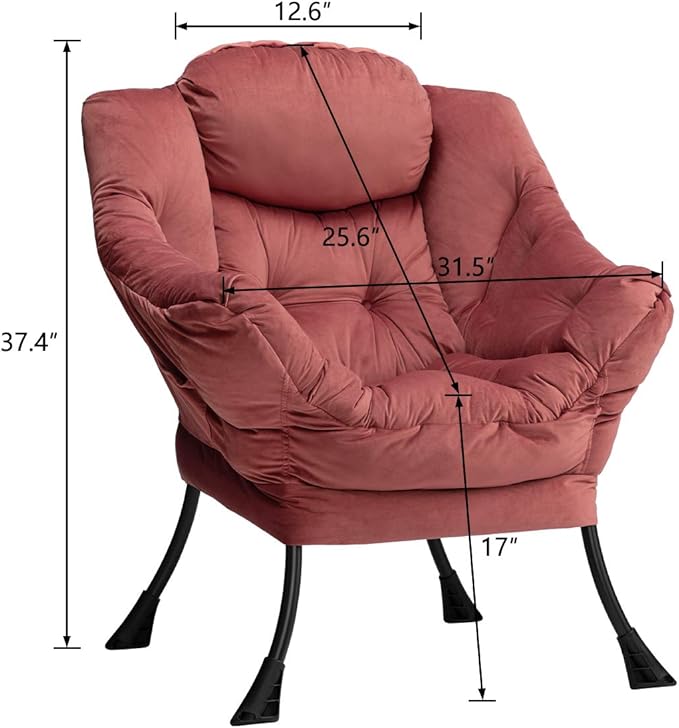 HollyHOME Modern Fabric Large Lazy Chair, Accent Oversized Comfy Reading Chair - Image 3