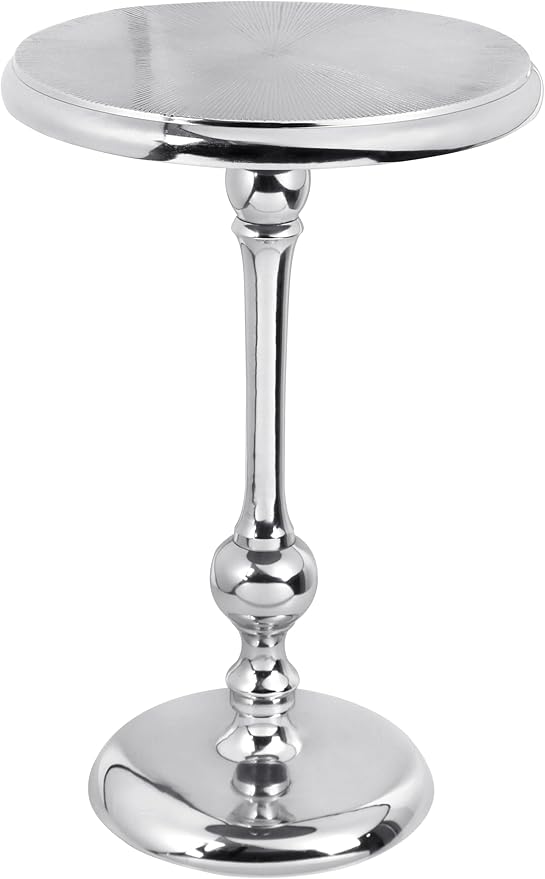 CLEENTABLE Pedestal Round Side Table- Lightweight Metal Table - Image 8