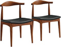Solid Wood Dining Chairs Set of 2, Mid Century Dining Chairs, Upholstered PU by Ytaoka