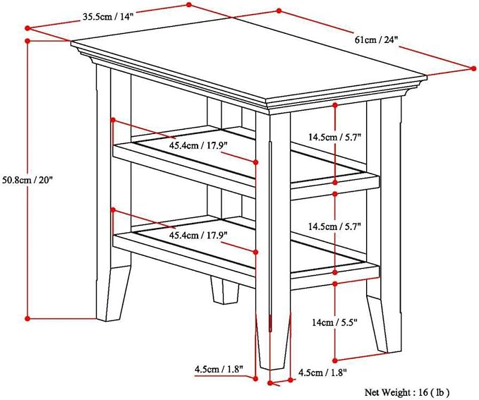 SIMPLIHOME Acadian 14-inch Wide Solid Wood Narrow End Table in Farmhouse Brown - Image 3