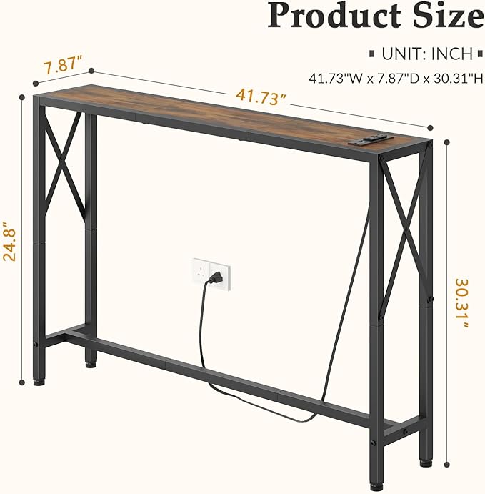 41.8" Console Table, Narrow Behind The Couch Table - Image 3