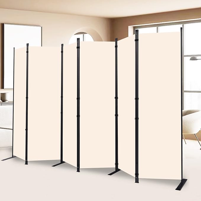 Room Divider and Folding Privacy Screens， 6 Panel Wide Room Divider Wall Screen by HOMSCREENER