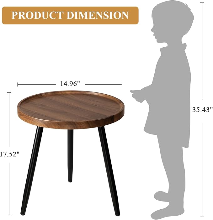 danpinera Round Side Table, Metal Legged Accent Table - Image 3