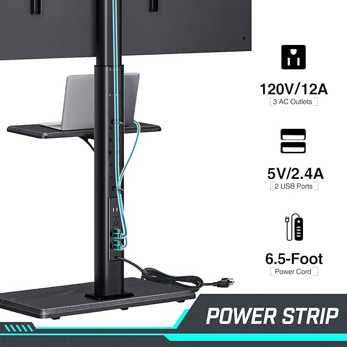 Greenstell TV Stand with Power Outlet & AV Shelf, Universal Floor TV Stand - Image 2