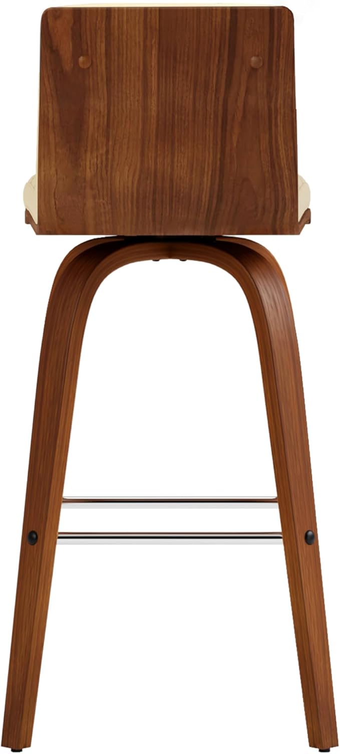 Armen Living Vienna 26" Swivel Counter Stool in Walnut Wood Finish - Image 7