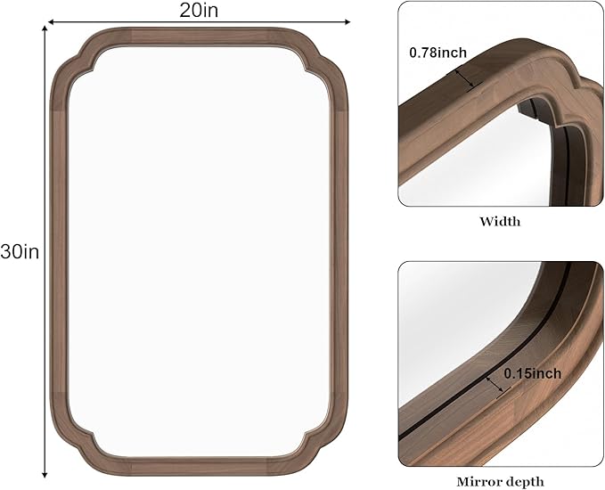 WallBeyond 20" x 30" Rounded Corner Arch Wall Mirror - Image 6