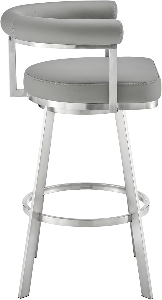 Armen Living Magnolia Swivel Counter Stool in Brushed Stainless Steel - Image 5