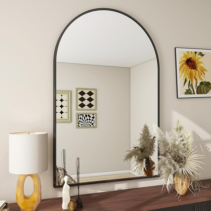 BEAUTYPEAK 24"x36" Arch Bathroom Mirror, Wall Mounted Vanity Metal Frame Mirror by BEAUTYPEAK