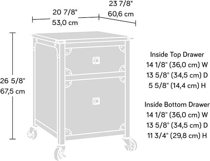 Sauder Steel River Pedestal File Cabinet, Metal Accent File Cabinet, Casters - Image 3