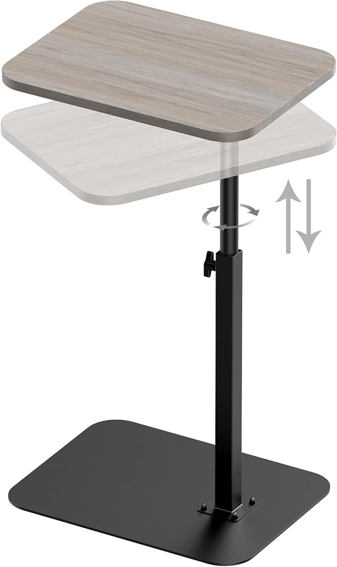 Side Table Sofa Tray for Couch Heavy Metal Base Swivel/Adjustable Height by HzTinT