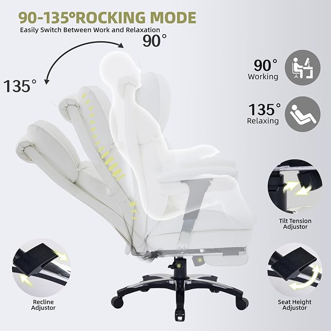 Efomao White Big and Tall Office Chair - Image 4