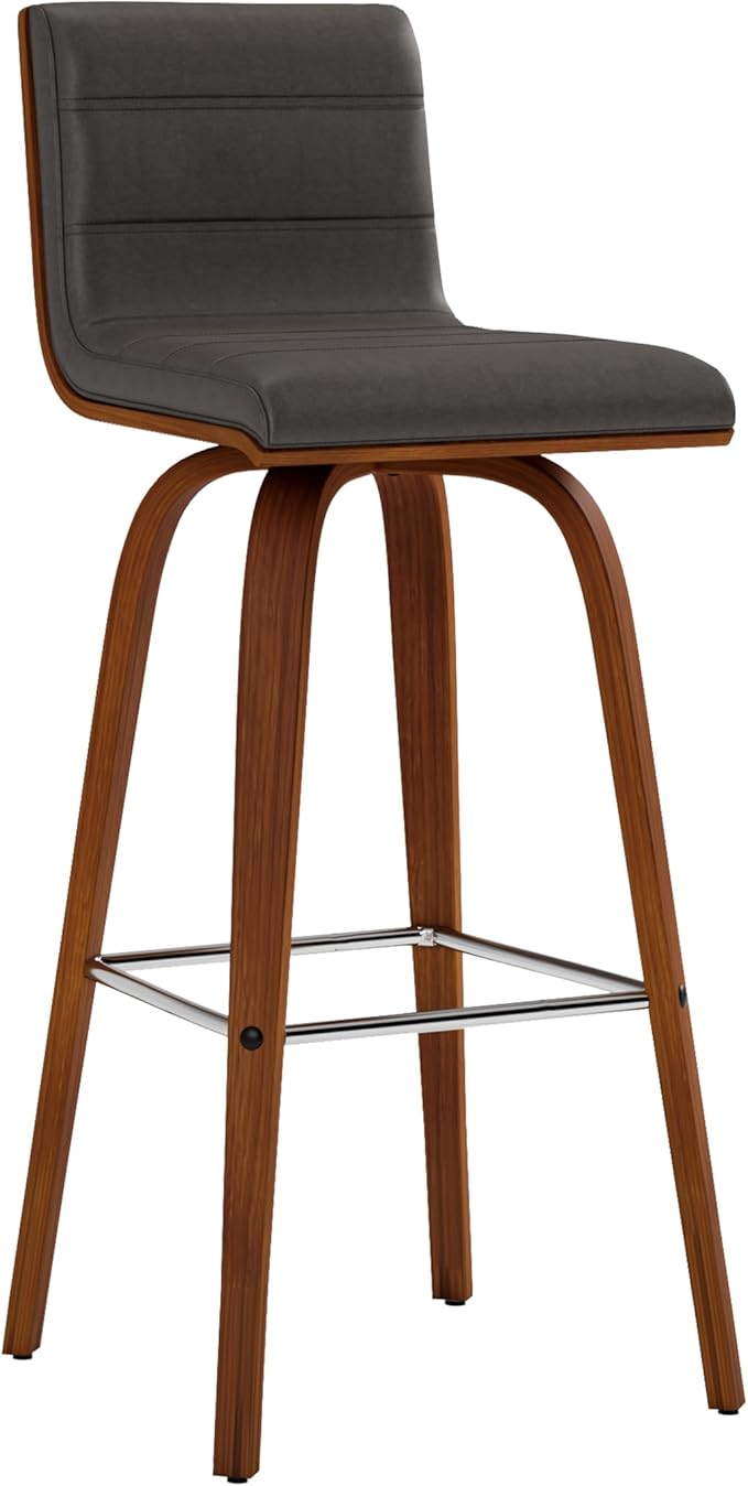 Armen Living Vienna Mid-Century Modern 30" Bar height Barstool Faux Leather by ArmenLiving