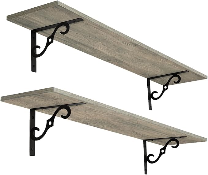 DINZI LVJ Long Wall Shelves, 39.4 Inch Large Floating Shelves Set of 2 by DINZILVJ