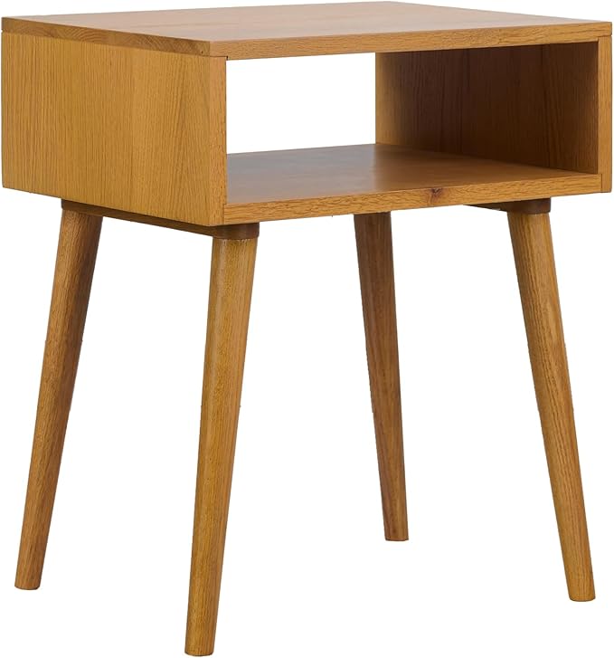 NTC Solid Oak Zoe Nightstand, Mid Century Modern Side Table Bedroom, Bedside by NTC