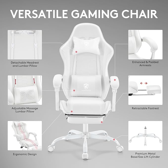White Gaming Chair, Computer Office Chair - Image 6