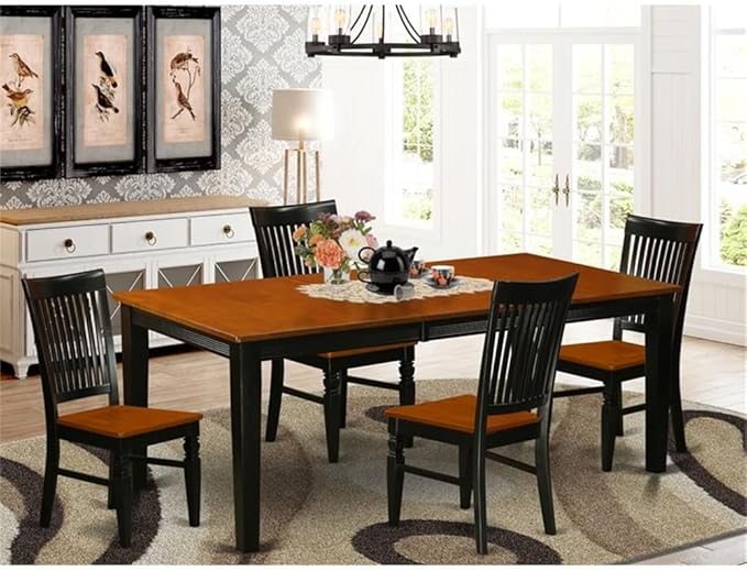 East West Furniture QUWE5-BCH-W 5 Piece Dining Table Set - Image 2