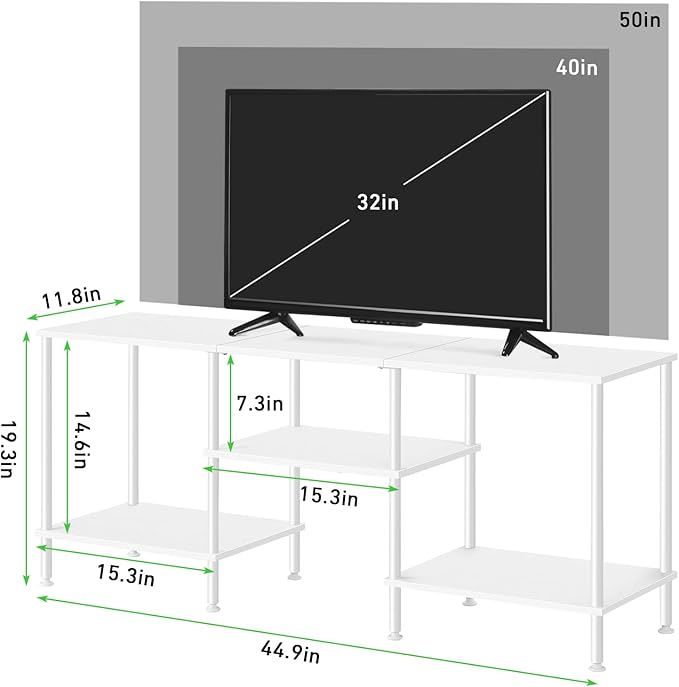 OYEAL White TV Stand for Bedroom Modern Entertainment Center Table - Image 2