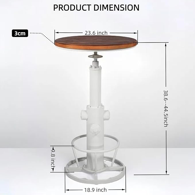 Vintage Pub Table 38.6-44.5inch Height Adjustable Industrial High Bar Table in - Image 2