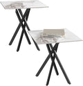 White Marble Side Coffee Table Set of 2 by NIERN