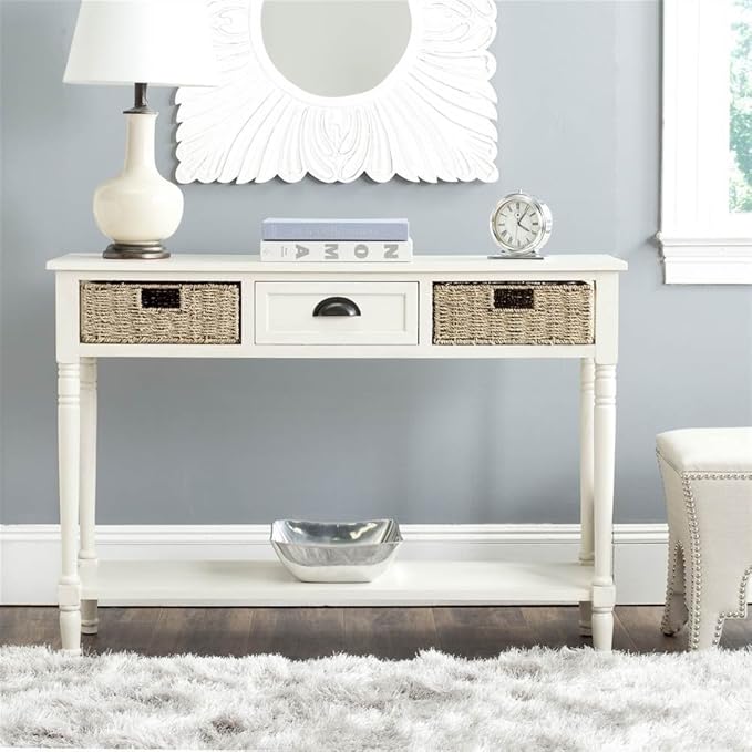 SAFAVIEH American Homes Collection Winifred Grey Wicker Console Table - Image 2