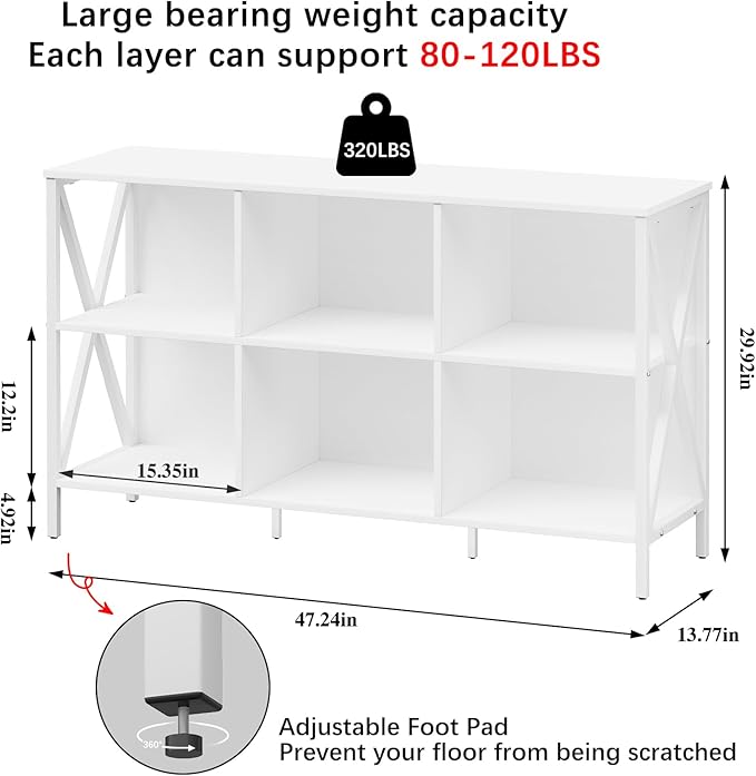 Horizontal Bookshelf Bookcase, 6 Cube Storage Organizer - Image 3