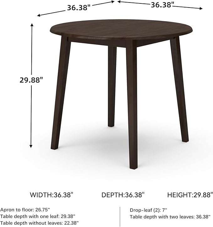 Signature Design by Ashley Hammis Round Dining Room Drop Leaf Table, Dark Brown - Image 3