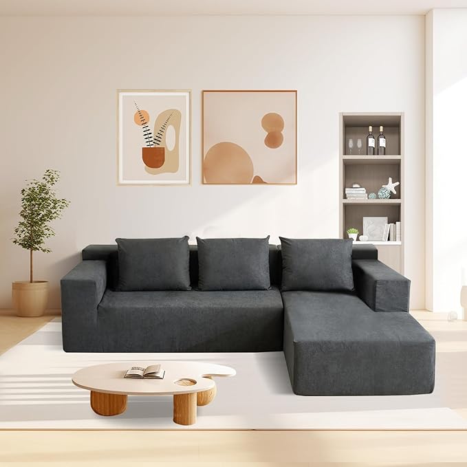 ANONER 103” Cloud Sectional Sofa L-Shaped Boneless Couch, Modern Minimalist by ANONER