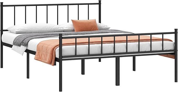 King Bed Frame-Classic Metal Platform Bed Frame, Mattress Foundation - Image 9