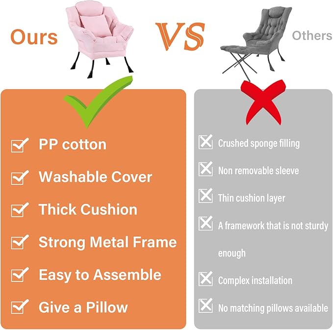 Lazy Chair with Pillow for Living Room, Modern Lounge Accent Chair with - Image 8