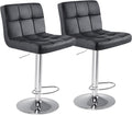 DUMOS Bar Stools Set of 2, Armless Adjustable Swivel Barstools, PU Leather by DumosLifestyle