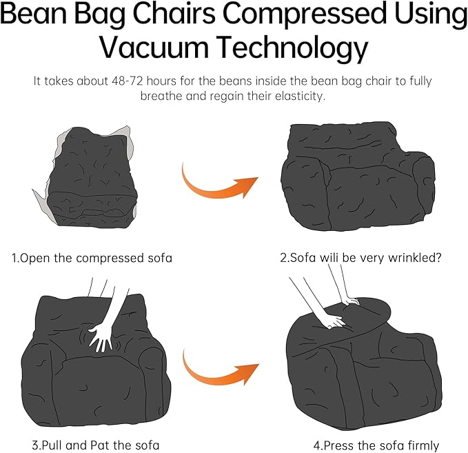 Bean Bag Chair with Filler, Bean Bag Sofa with Tufted Soft Stuffed Filling - Image 5