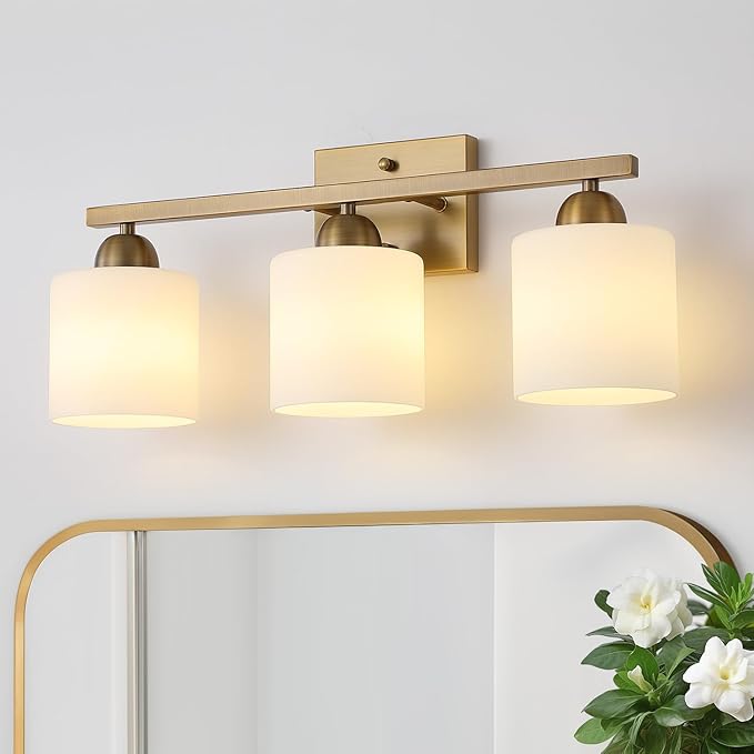 Stainless Steel Milk Glass Vanity Lights by MecgirnLighting