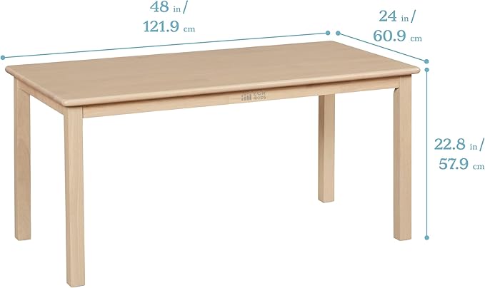ECR4Kids 24in x 48in Rectangular Hardwood Table and Chair Set, 12in Seat Height - Image 5
